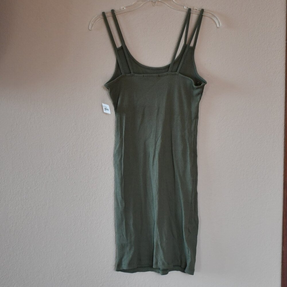 Ambiance Junior's Green Ribbed Stretch Spaghetti Strap Tank Dress Size Large - Picture 3 of 3